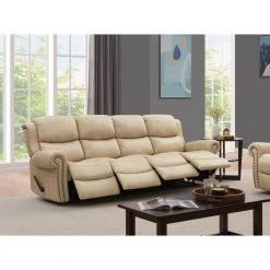 Distressed Latte Tan Faux Leather 4-Seat Rolled Arm Wall Hugger Recliner Sofa by ProLounger 21 Distressed Latte Tan Faux Leather 4-Seat Rolled Arm Wall Hugger Recliner Sofa by ProLounger -DealsProLounger Store latte tan prolounger sofas couches rcl60 nks85 4s c3 1000