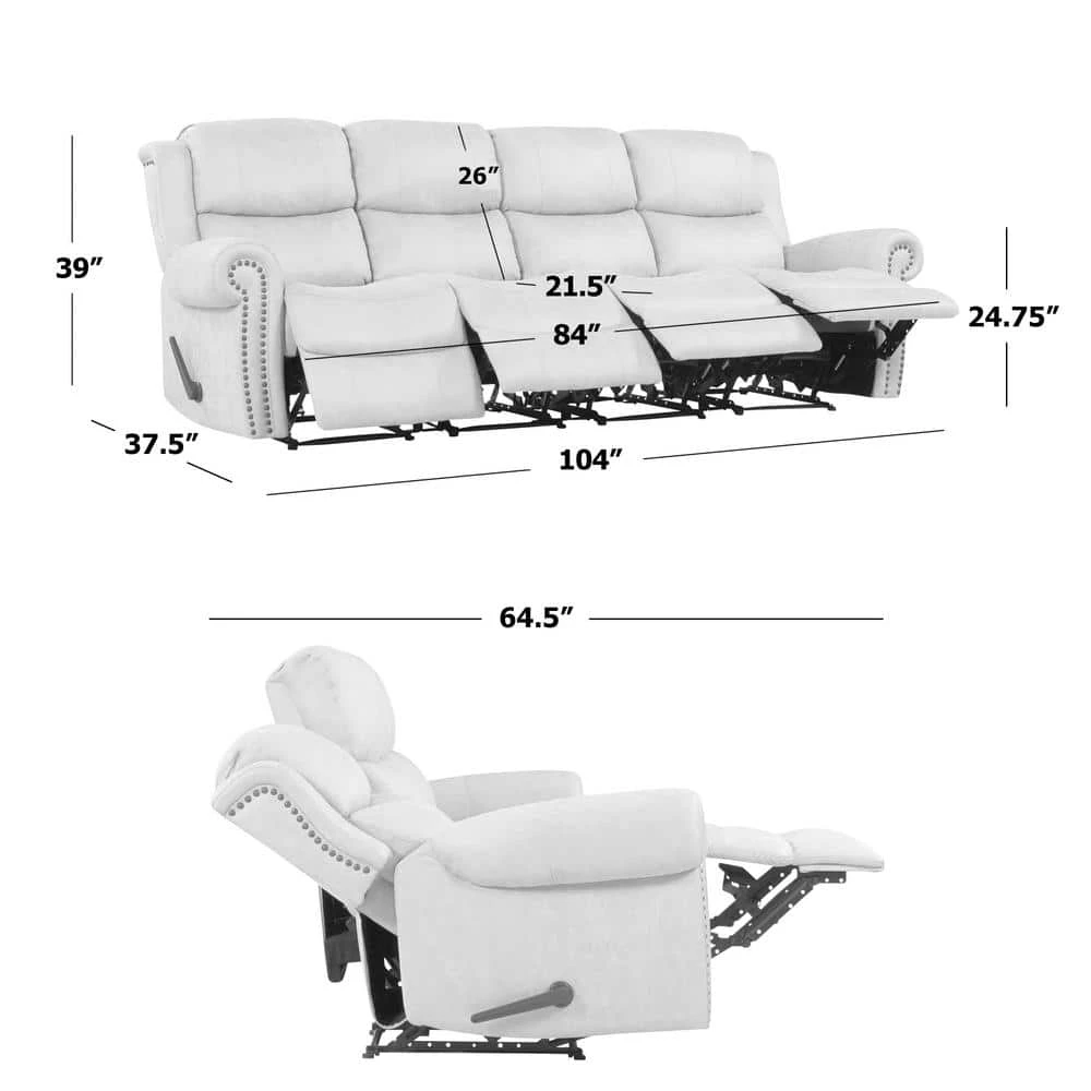 Distressed Latte Tan Faux Leather 4-Seat Rolled Arm Wall Hugger Recliner Sofa by ProLounger 4 Distressed Latte Tan Faux Leather 4-Seat Rolled Arm Wall Hugger Recliner Sofa by ProLounger - Image 2