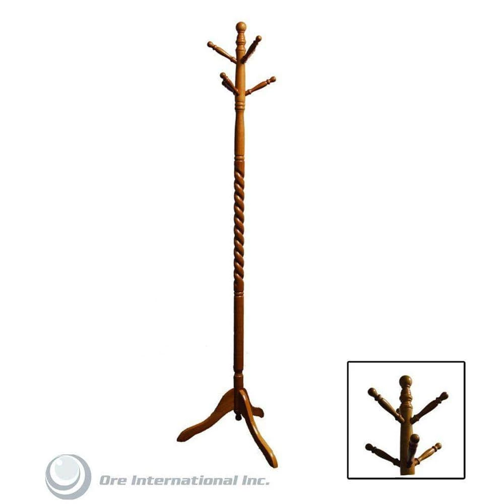 71.5 in. Twist Natural Wood 6-Hook Coat Rack by ORE International 7 71.5 in. Twist Natural Wood 6-Hook Coat Rack by ORE International - Image 5