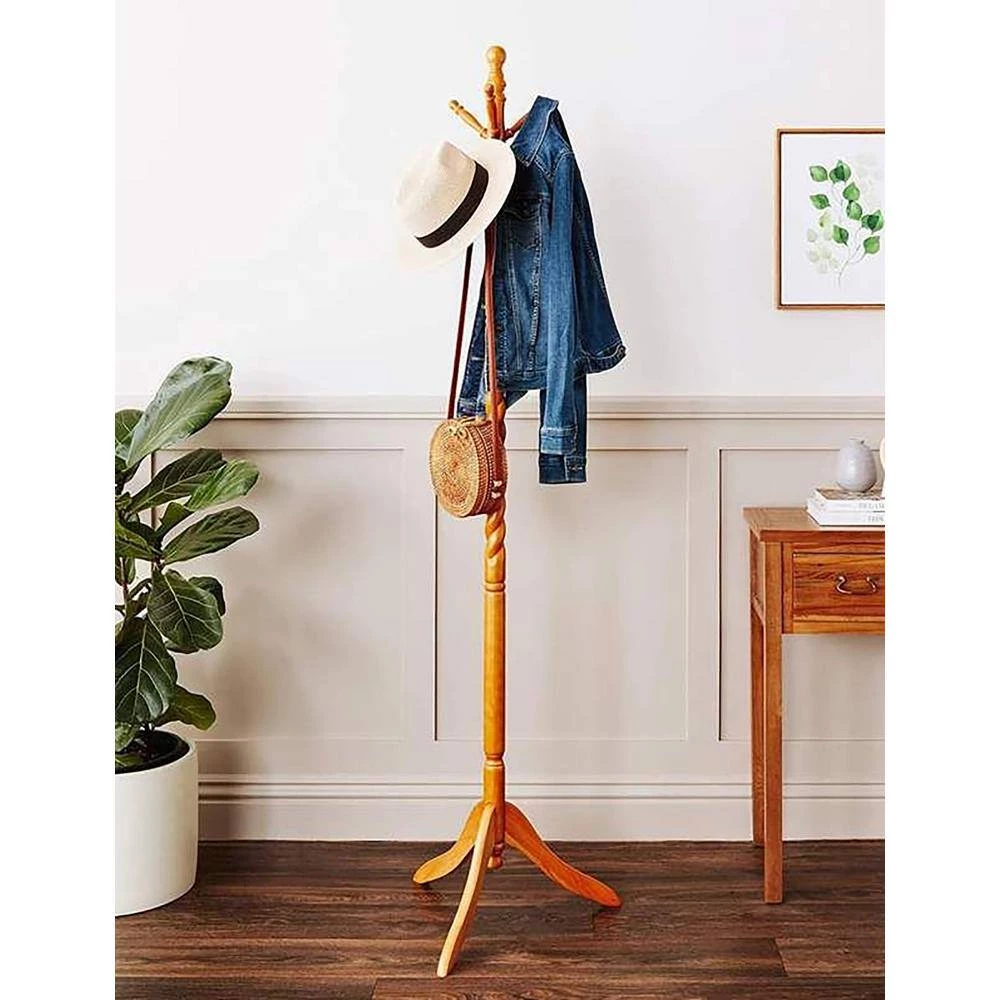 71.5 in. Twist Natural Wood 6-Hook Coat Rack by ORE International 8 71.5 in. Twist Natural Wood 6-Hook Coat Rack by ORE International - Image 6