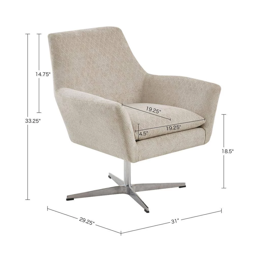 Carwyn Light Taupe Removable Cushion Track Arm Swivel Chair by Madison Park 9 Carwyn Light Taupe Removable Cushion Track Arm Swivel Chair by Madison Park - Image 7