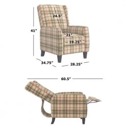 Mocha Plaid Velvet Fabric Push Back Recliner Chair by ProLounger -DealsProLounger Store mocha plaid prolounger recliners a173990 4f 1000