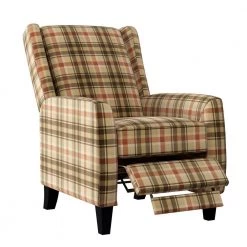 Mocha Plaid Velvet Fabric Push Back Recliner Chair by ProLounger