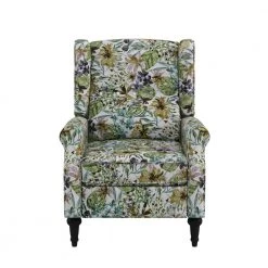 Multi Cream Botanical Floral Print Fabric Button Tufted Wingback Pushback Recliner by ProLounger -DealsProLounger Store multi cream botanical floral print prolounger recliners a191395 c3 1000