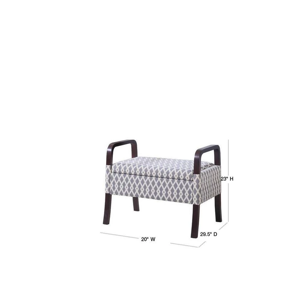 Multicolored Triangle Trellis Vanity Wooden Arm Storage Seat by ORE International 4 Multicolored Triangle Trellis Vanity Wooden Arm Storage Seat by ORE International - Image 2