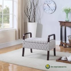 Multicolored Triangle Trellis Vanity Wooden Arm Storage Seat by ORE International