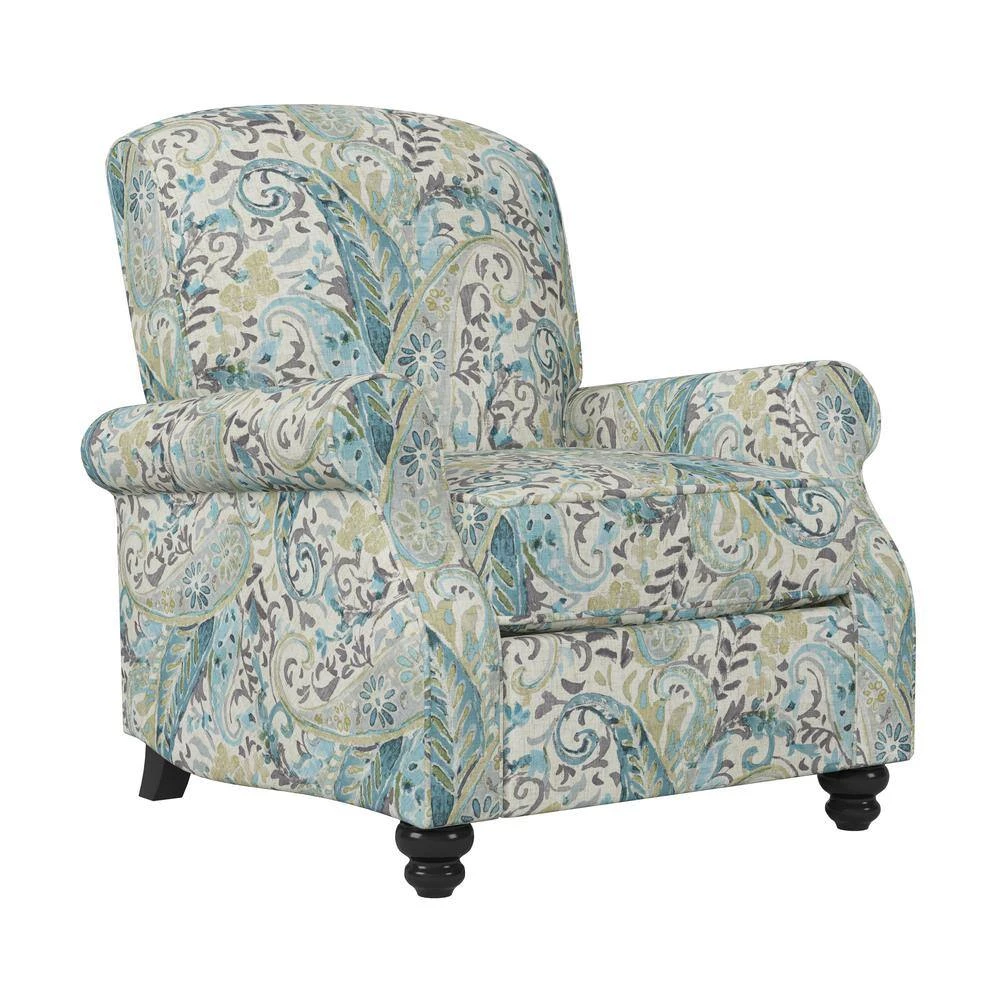 Multi Sky Blue Paisley Fabric 3-Position Push Back Recliner by ProLounger 10 Multi Sky Blue Paisley Fabric 3-Position Push Back Recliner by ProLounger - Image 8