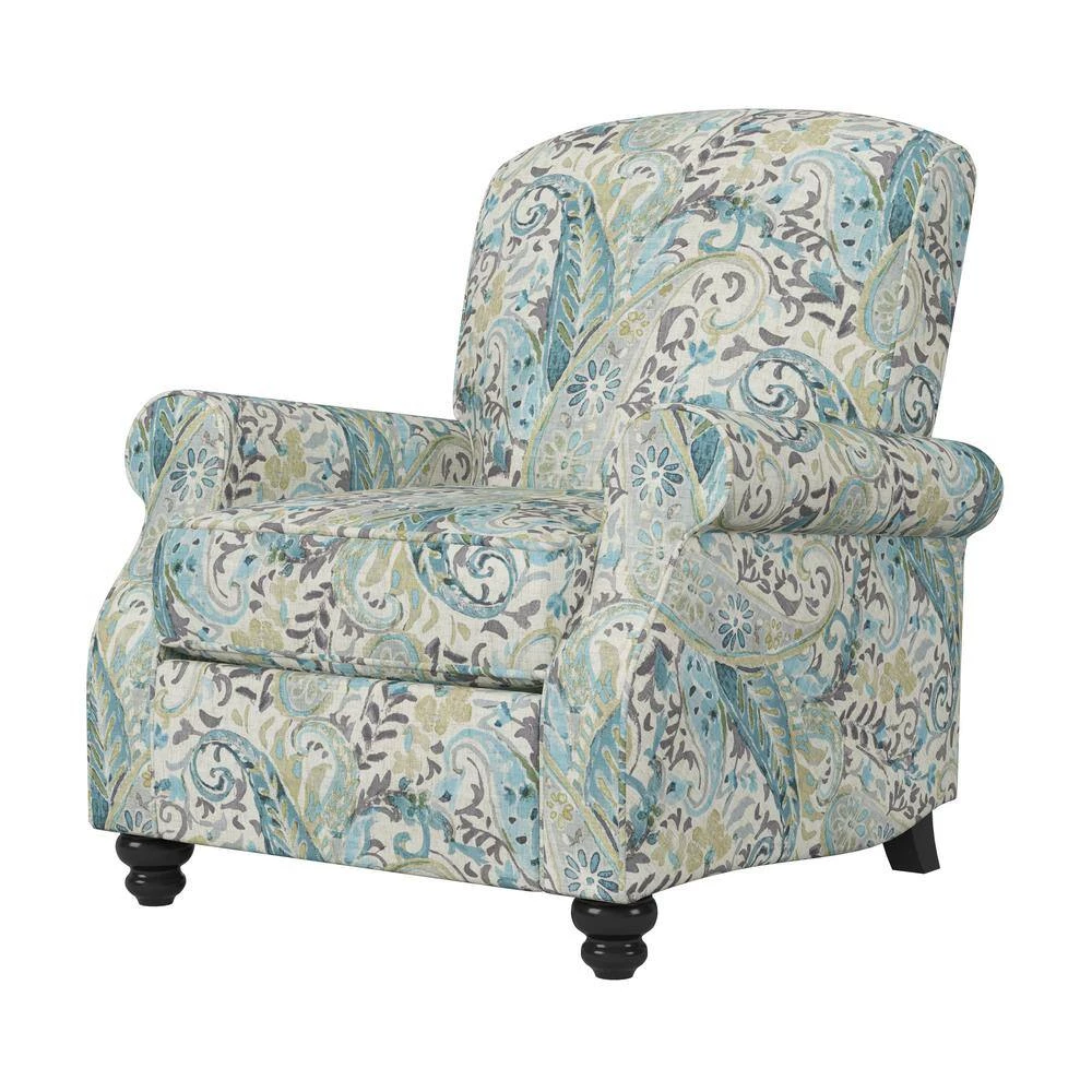 Multi Sky Blue Paisley Fabric 3-Position Push Back Recliner by ProLounger 9 Multi Sky Blue Paisley Fabric 3-Position Push Back Recliner by ProLounger - Image 7