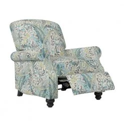 Multi Sky Blue Paisley Fabric 3-Position Push Back Recliner by ProLounger