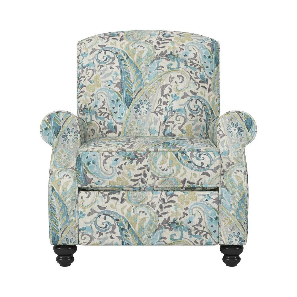 Multi Sky Blue Paisley Fabric 3-Position Push Back Recliner by ProLounger 8 Multi Sky Blue Paisley Fabric 3-Position Push Back Recliner by ProLounger - Image 6