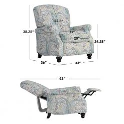 Multi Sky Blue Paisley Fabric 3-Position Push Back Recliner by ProLounger 21 Multi Sky Blue Paisley Fabric 3-Position Push Back Recliner by ProLounger -DealsProLounger Store multi sky blue paisley prolounger recliners a150019 fa 1000