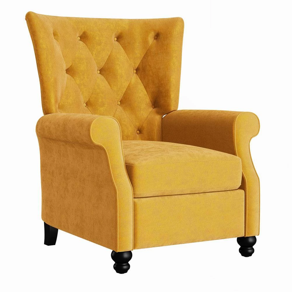 Mustard Gold Velvet Push Back Recliner by ProLounger 8 Mustard Gold Velvet Push Back Recliner by ProLounger - Image 6