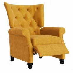 Mustard Gold Velvet Push Back Recliner by ProLounger