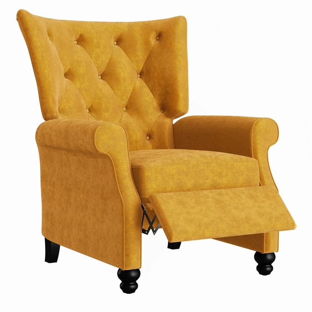 Mustard Gold Velvet Push Back Recliner by ProLounger 3 Mustard Gold Velvet Push Back Recliner by ProLounger