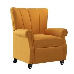 Mustard Yellow Linen Pushback Channel-Tufted 3-Position Recliner Chair by ProLounger -DealsProLounger Store mustard yellow linen prolounger recliners a183987 1f 1000