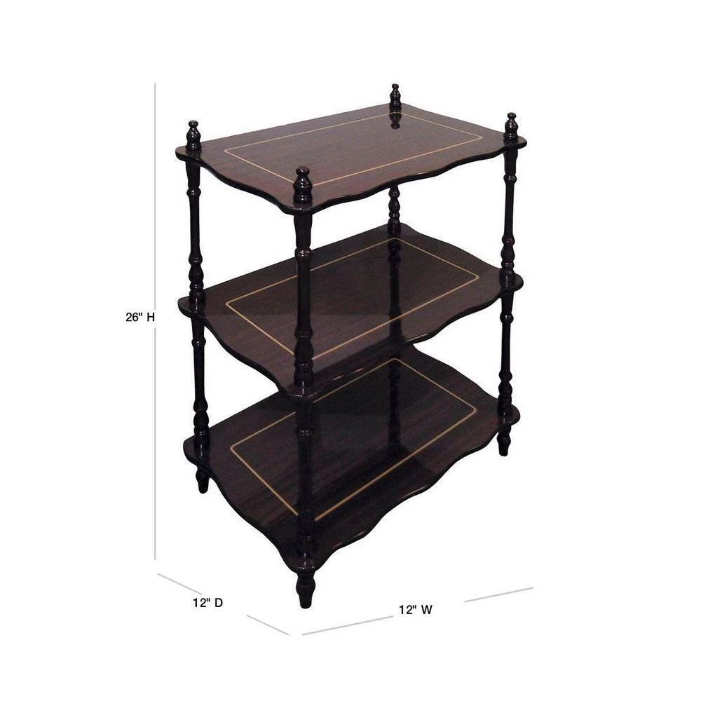 12 in. 3-Tiers Dark Cherry Wood Shelves by ORE International 4 12 in. 3-Tiers Dark Cherry Wood Shelves by ORE International - Image 2