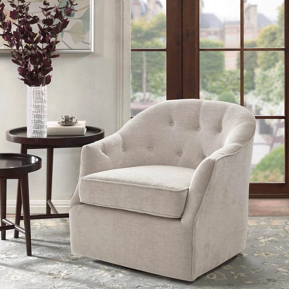 Gayla Natural Button Tufed Back Swivel Chair by Madison Park 11 Gayla Natural Button Tufed Back Swivel Chair by Madison Park - Image 9