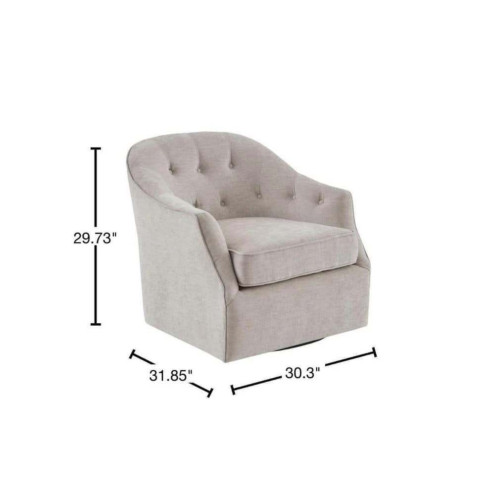 Gayla Natural Button Tufed Back Swivel Chair by Madison Park 5 Gayla Natural Button Tufed Back Swivel Chair by Madison Park - Image 3