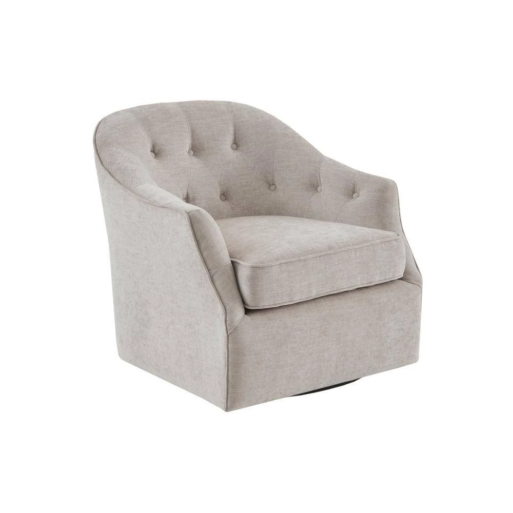 Gayla Natural Button Tufed Back Swivel Chair by Madison Park 4 Gayla Natural Button Tufed Back Swivel Chair by Madison Park - Image 2