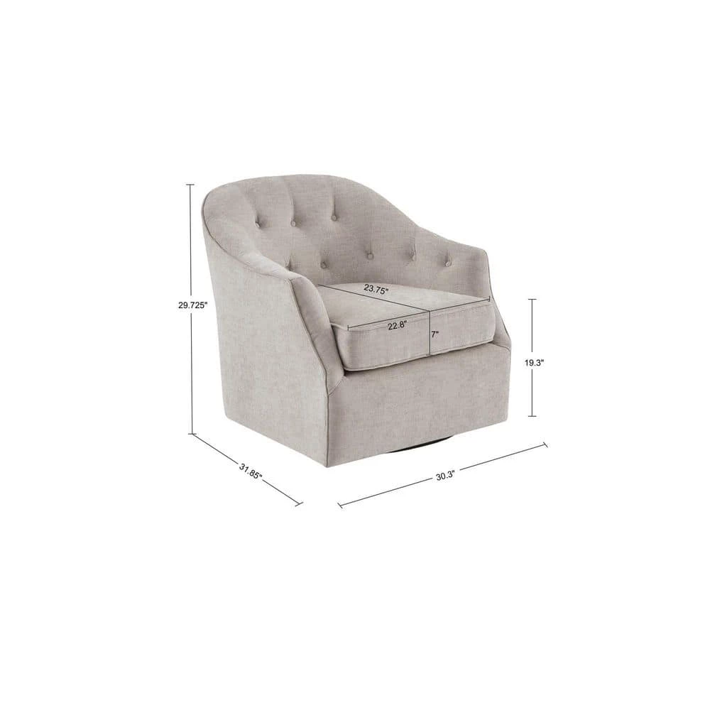 Gayla Natural Button Tufed Back Swivel Chair by Madison Park 10 Gayla Natural Button Tufed Back Swivel Chair by Madison Park - Image 8