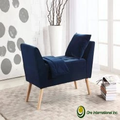 27 in. Navy Blue Mid-Century Storage Bench with Pillow and Blanket by ORE International 9 27 in. Navy Blue Mid-Century Storage Bench with Pillow and Blanket by ORE International -DealsProLounger Store navy blue ore international bedroom benches hb4695b 31 1000