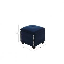 16.5 in. Navy Blue Suede Storage Ottoman with Bonus Seating by ORE International -DealsProLounger Store navy blue ore international ottomans hb4708b 40 1000