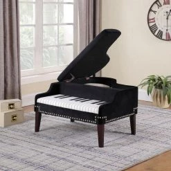 21 in. Navy Blue Grand Piano Silver Nailheads Storage Ottoman by ORE International 10 21 in. Navy Blue Grand Piano Silver Nailheads Storage Ottoman by ORE International -DealsProLounger Store navy blue ore international ottomans hb4838 1f 1000
