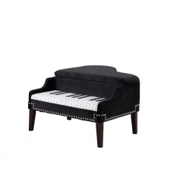 21 in. Navy Blue Grand Piano Silver Nailheads Storage Ottoman by ORE International