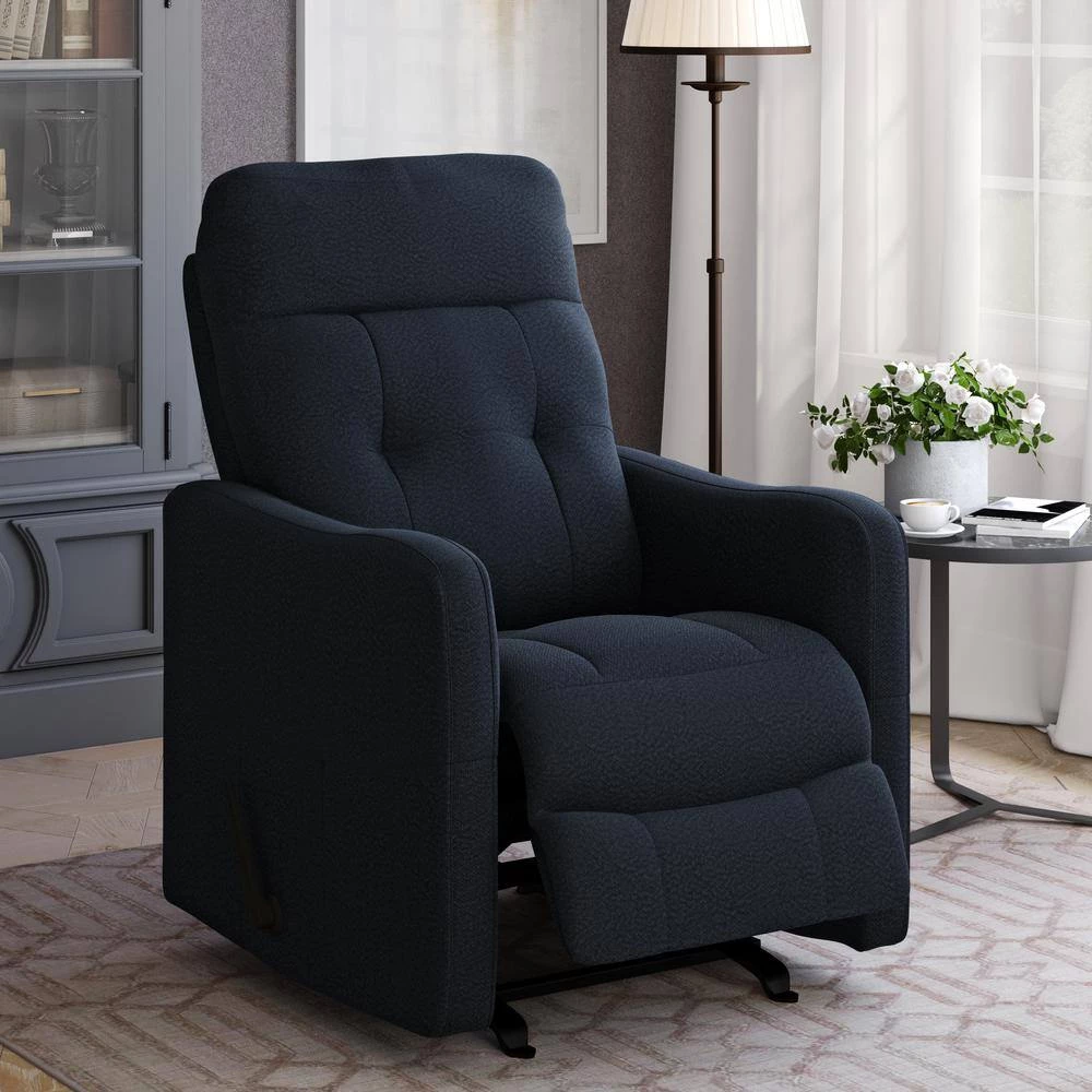 Navy Blue Velour-Like Fabric Rocker Recliner Chair with Tufted Back by ProLounger 15 Navy Blue Velour-Like Fabric Rocker Recliner Chair with Tufted Back by ProLounger - Image 13