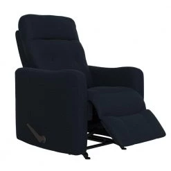 Navy Blue Velour-Like Fabric Rocker Recliner Chair with Tufted Back by ProLounger