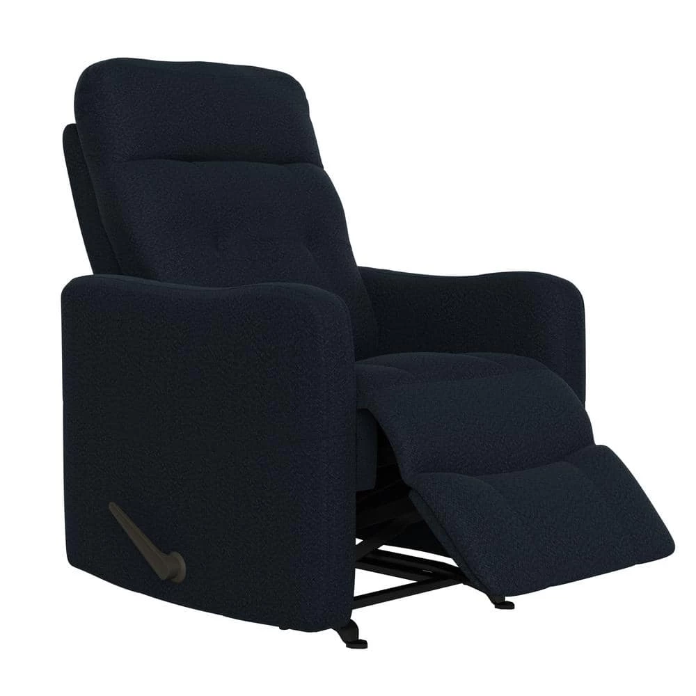 Navy Blue Velour-Like Fabric Rocker Recliner Chair with Tufted Back by ProLounger 3 Navy Blue Velour-Like Fabric Rocker Recliner Chair with Tufted Back by ProLounger