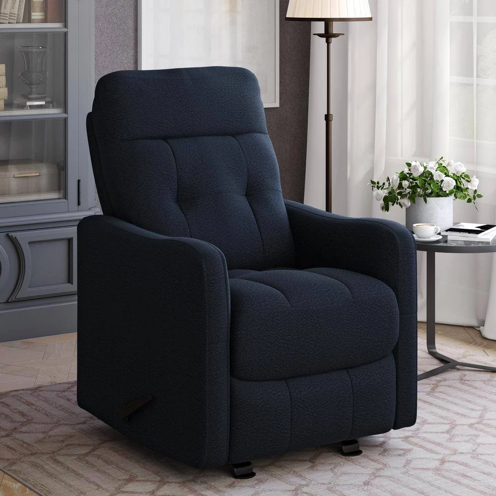 Navy Blue Velour-Like Fabric Rocker Recliner Chair with Tufted Back by ProLounger 9 Navy Blue Velour-Like Fabric Rocker Recliner Chair with Tufted Back by ProLounger - Image 7