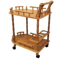 29 in. Oak 2-Tier Wine Serving Cart by ORE International