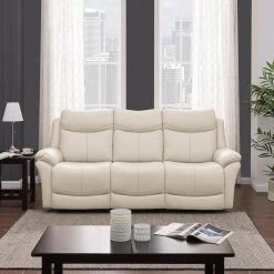 86.5 in. Off-White Polyester 3-Seater Lawson Reclining Sofa with Flared Arms by ProLounger -DealsProLounger Store off white almond prolounger sofas couches rcl59 kzs28 3s c3 1000