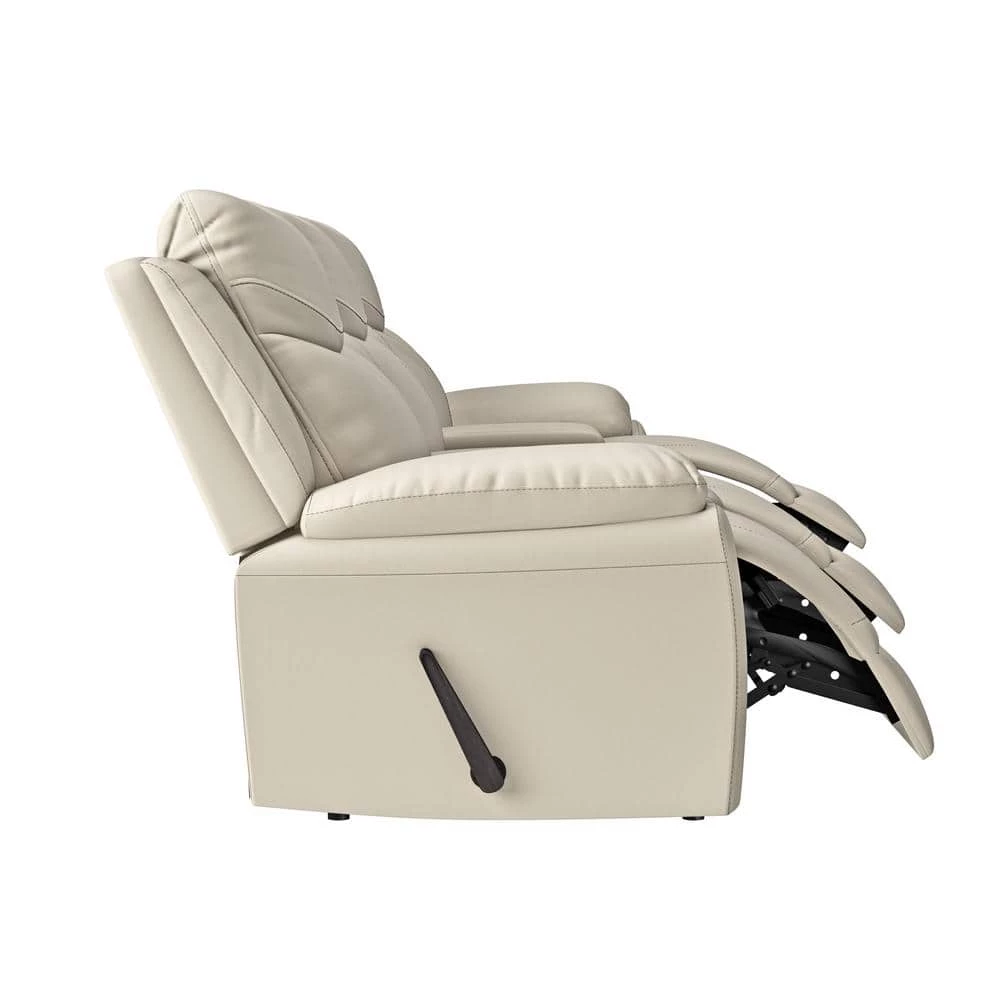 Off-White Almond Tuff Stuff Fabric 3-Seat Recliner Sofa with 2-Storage Consoles and USB Ports by ProLounger 4 Off-White Almond Tuff Stuff Fabric 3-Seat Recliner Sofa with 2-Storage Consoles and USB Ports by ProLounger - Image 2