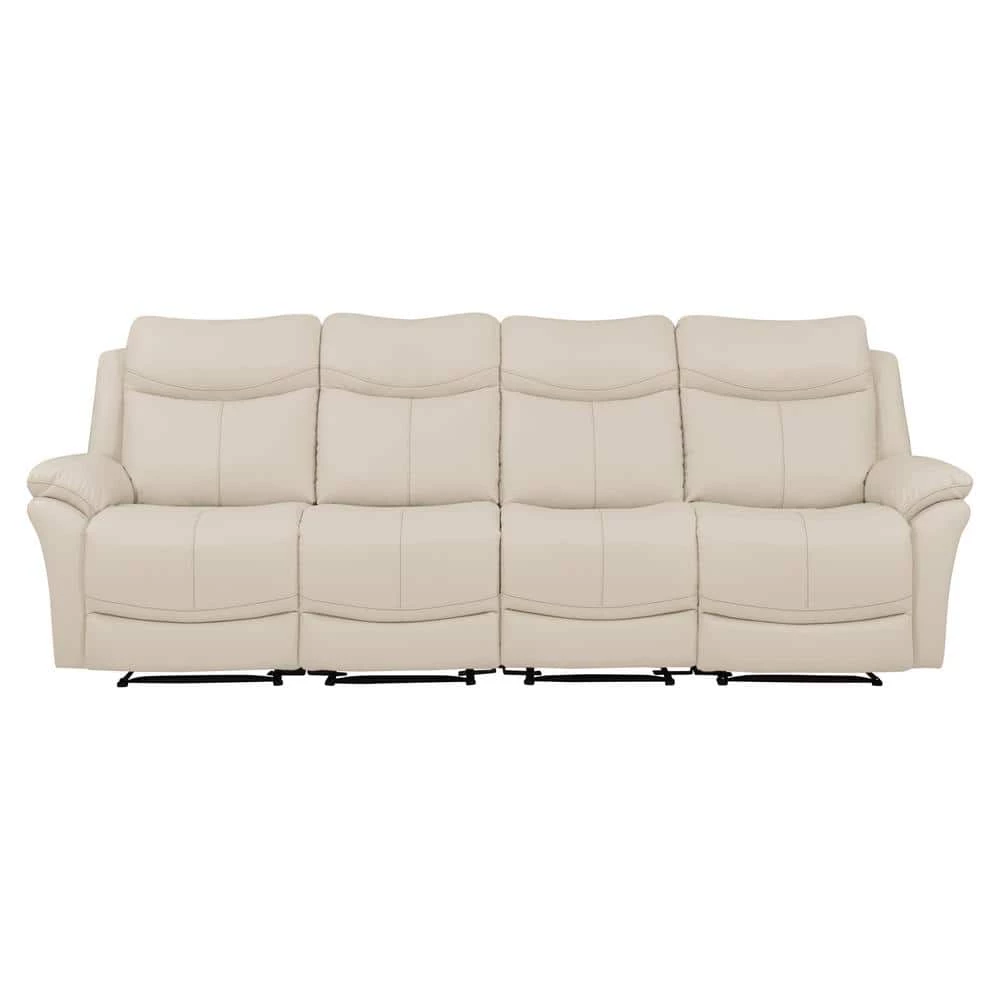 108.5 in. Off-White/Almond Polyester 4-Seater Lawson Reclining Sofa with Flared Arms by ProLounger 10 108.5 in. Off-White/Almond Polyester 4-Seater Lawson Reclining Sofa with Flared Arms by ProLounger - Image 8