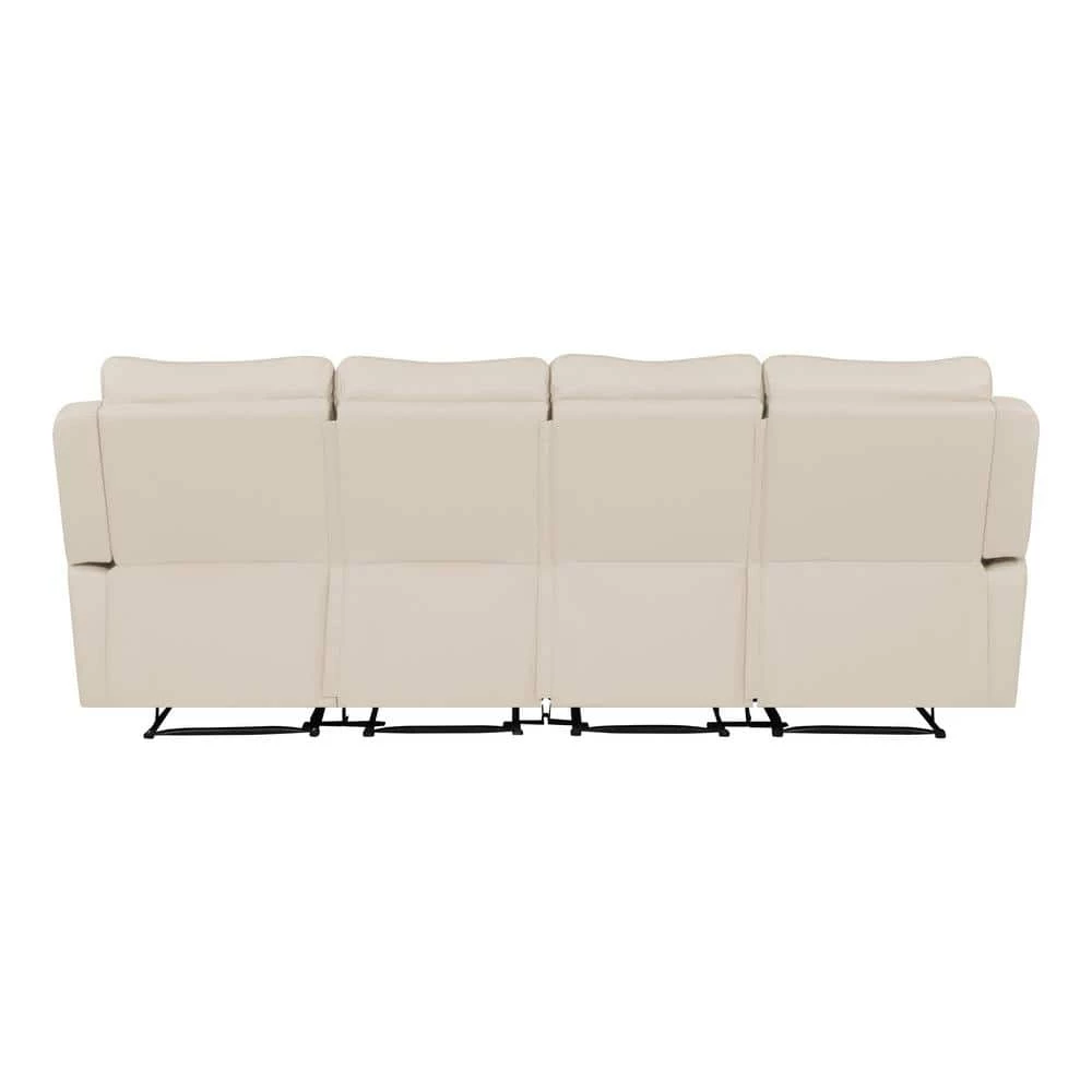108.5 in. Off-White/Almond Polyester 4-Seater Lawson Reclining Sofa with Flared Arms by ProLounger 7 108.5 in. Off-White/Almond Polyester 4-Seater Lawson Reclining Sofa with Flared Arms by ProLounger - Image 5