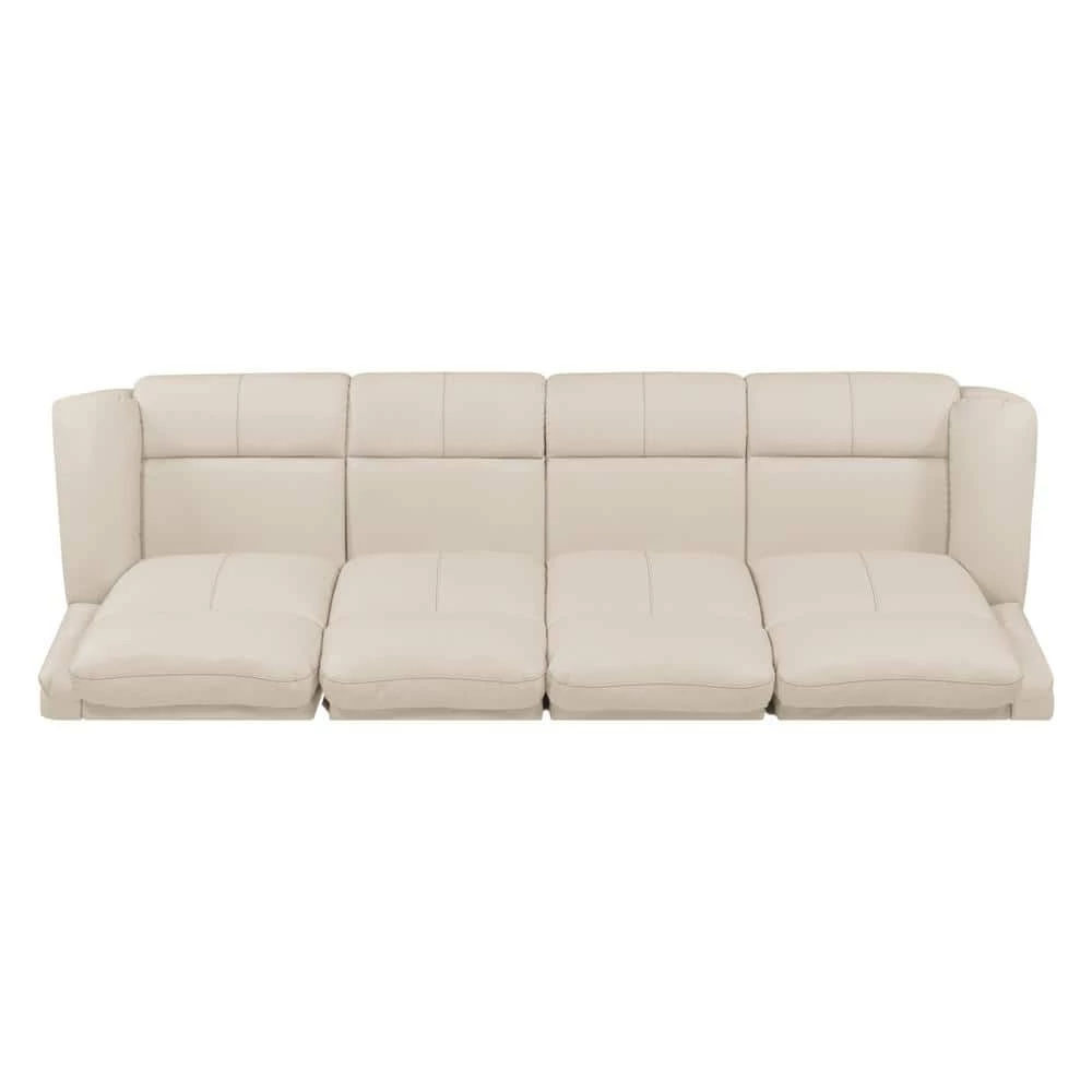 108.5 in. Off-White/Almond Polyester 4-Seater Lawson Reclining Sofa with Flared Arms by ProLounger 6 108.5 in. Off-White/Almond Polyester 4-Seater Lawson Reclining Sofa with Flared Arms by ProLounger - Image 4