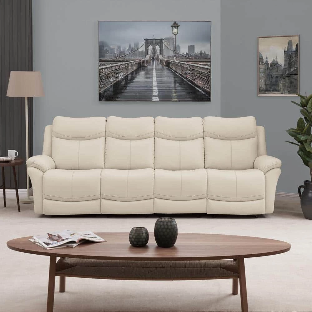 108.5 in. Off-White/Almond Polyester 4-Seater Lawson Reclining Sofa with Flared Arms by ProLounger 9 108.5 in. Off-White/Almond Polyester 4-Seater Lawson Reclining Sofa with Flared Arms by ProLounger - Image 7