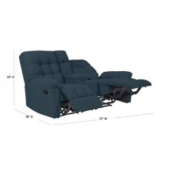72 in. Peacock Blue Plush Low-Pile Velour Solid Fabric 2-Seat Wall Hugger Loveseat with Reclining Cupholders Storage by ProLounger -DealsProLounger Store peacock blue plush low pile velour prolounger loveseats a180023 40 1000
