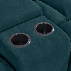 72 in. Peacock Blue Plush Low-Pile Velour Solid Fabric 2-Seat Wall Hugger Loveseat with Reclining Cupholders Storage by ProLounger -DealsProLounger Store peacock blue plush low pile velour prolounger loveseats a180023 44 1000