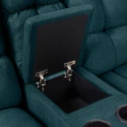 72 in. Peacock Blue Plush Low-Pile Velour Solid Fabric 2-Seat Wall Hugger Loveseat with Reclining Cupholders Storage by ProLounger -DealsProLounger Store peacock blue plush low pile velour prolounger loveseats a180023 76 1000