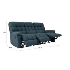 80.5 in. Peacock Blue Plush Low-Pile Velour Solid Fabric 3-Seat Tufted Wall Hugger Sofa with Reclining by ProLounger -DealsProLounger Store peacock blue plush low pile velour prolounger sofas couches a180030 40 1000