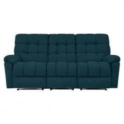 80.5 in. Peacock Blue Plush Low-Pile Velour Solid Fabric 3-Seat Tufted Wall Hugger Sofa with Reclining by ProLounger -DealsProLounger Store peacock blue plush low pile velour prolounger sofas couches a180030 4f 1000