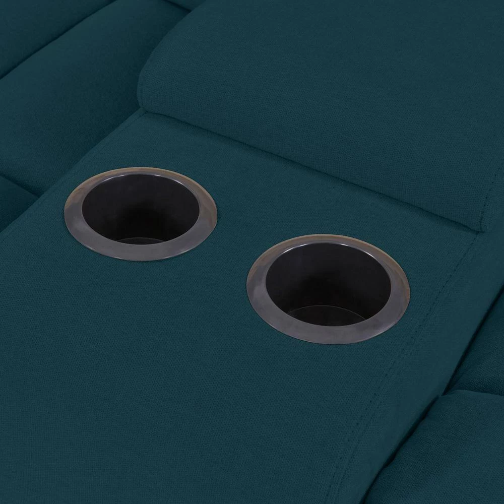 104.5 in. Peacock Blue Plush Low-Pile Velour Solid Fabric 3-Seat Wall Hugger Sofa with Reclining Cupholders Storage by ProLounger 12 104.5 in. Peacock Blue Plush Low-Pile Velour Solid Fabric 3-Seat Wall Hugger Sofa with Reclining Cupholders Storage by ProLounger - Image 10