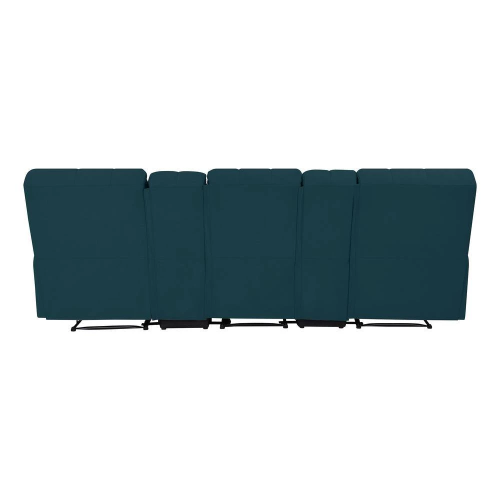 104.5 in. Peacock Blue Plush Low-Pile Velour Solid Fabric 3-Seat Wall Hugger Sofa with Reclining Cupholders Storage by ProLounger 7 104.5 in. Peacock Blue Plush Low-Pile Velour Solid Fabric 3-Seat Wall Hugger Sofa with Reclining Cupholders Storage by ProLounger - Image 5