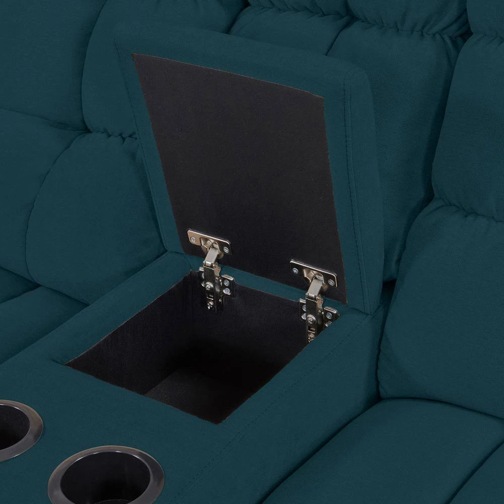 104.5 in. Peacock Blue Plush Low-Pile Velour Solid Fabric 3-Seat Wall Hugger Sofa with Reclining Cupholders Storage by ProLounger 14 104.5 in. Peacock Blue Plush Low-Pile Velour Solid Fabric 3-Seat Wall Hugger Sofa with Reclining Cupholders Storage by ProLounger - Image 12