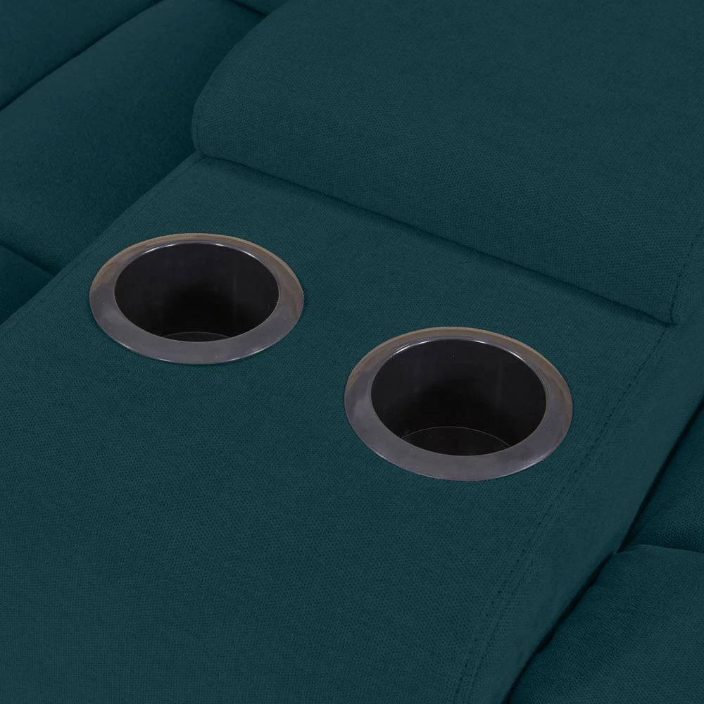 125 in. Peacock Blue Plush Low-Pile Velour Solid Fabric 4-Seat Tufted Wall Hugger Sofa with Reclining Cupholders Storage by ProLounger 13 125 in. Peacock Blue Plush Low-Pile Velour Solid Fabric 4-Seat Tufted Wall Hugger Sofa with Reclining Cupholders Storage by ProLounger - Image 11