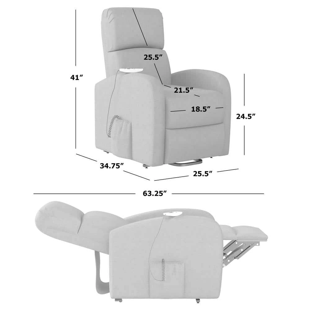Gray Power Recline and Lift Chair with Heat and Massage by ProLounger 13 Gray Power Recline and Lift Chair with Heat and Massage by ProLounger - Image 11