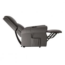 Bustle-Back Pewter Gray Fabric with Nailhead Trim Power Lift Recliner by ProLounger -DealsProLounger Store pewter gray prolounger recliners a177832 77 1000